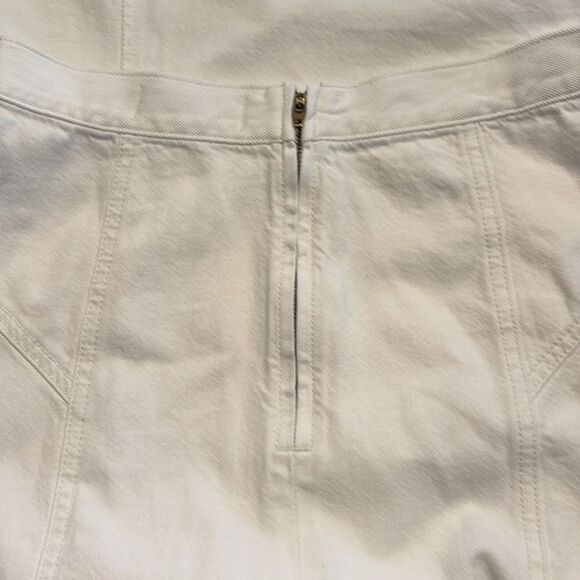 Madewell women’s Fluted Midi Skirt in Tile White denim distressed hem Sz 27 NWT - Picture 8 of 10